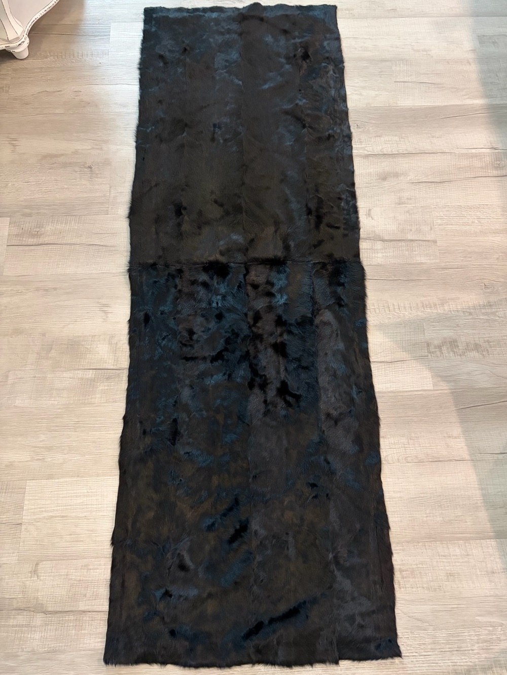 Agnona Rare Unique Black Goat Hair Fur Stole Cashmere & Silk Made in Italy